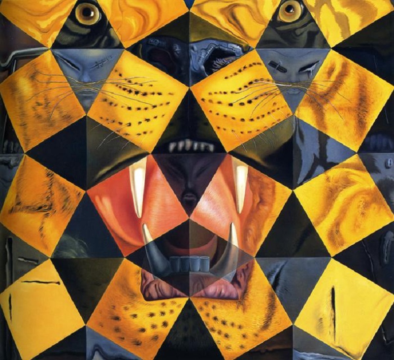 Salvador Dali - Fifty Abstract Paintings Which as Seen from Two Yards Change into Three Lenins Masquerading as Chinese and as Seen from Six Yards Appear as  the Head of a Royal Bengal Tiger (1963)