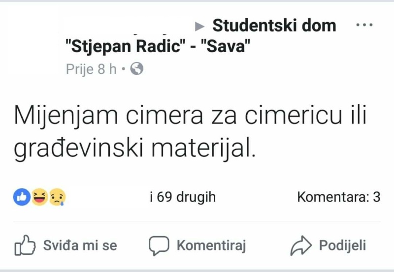 
Najsmješnije objave "tražim cimera" sa domskih grupa
