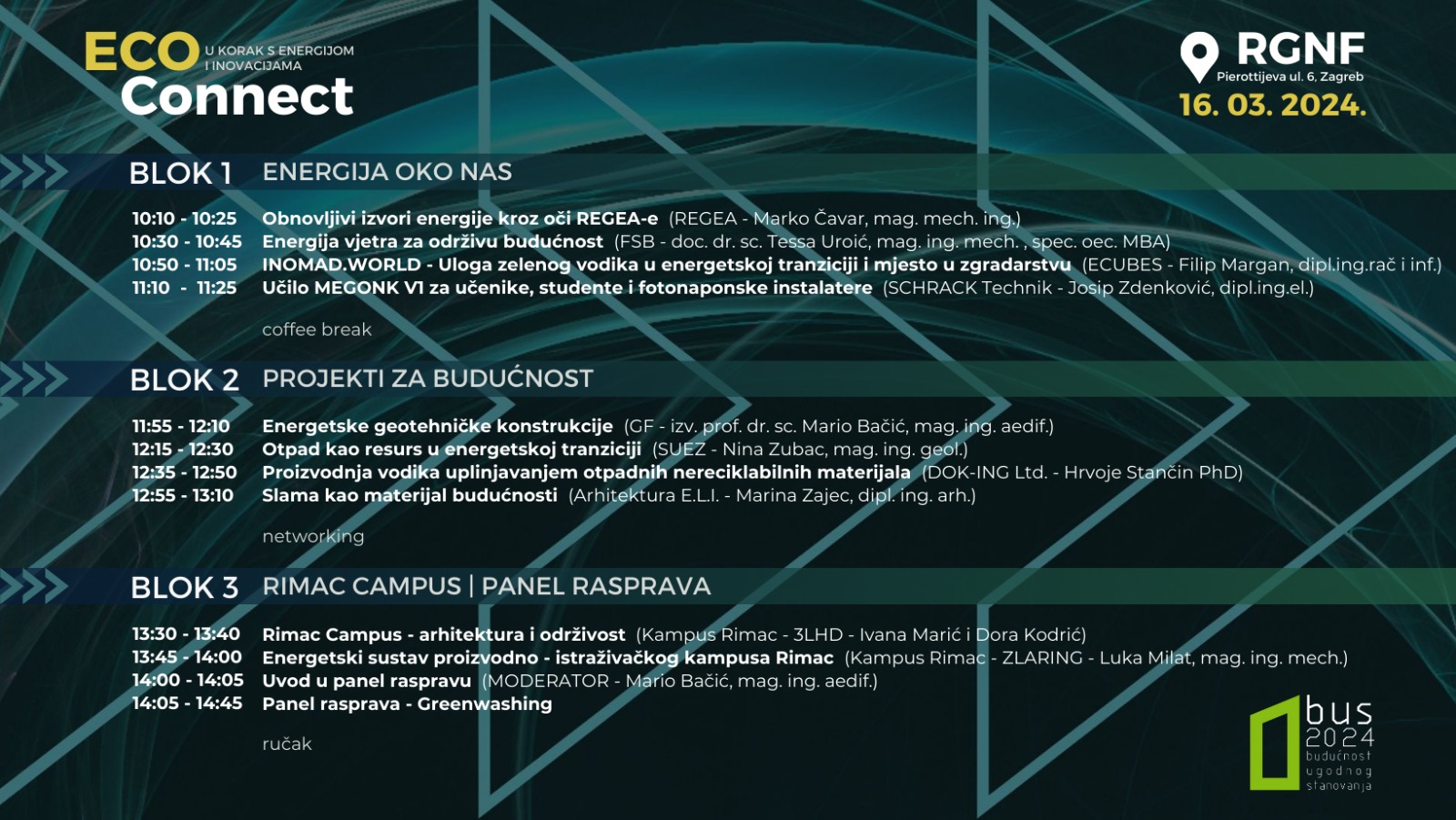 Program konferencije „BUS 2024 – Budućnost ugodnog stanovanja“