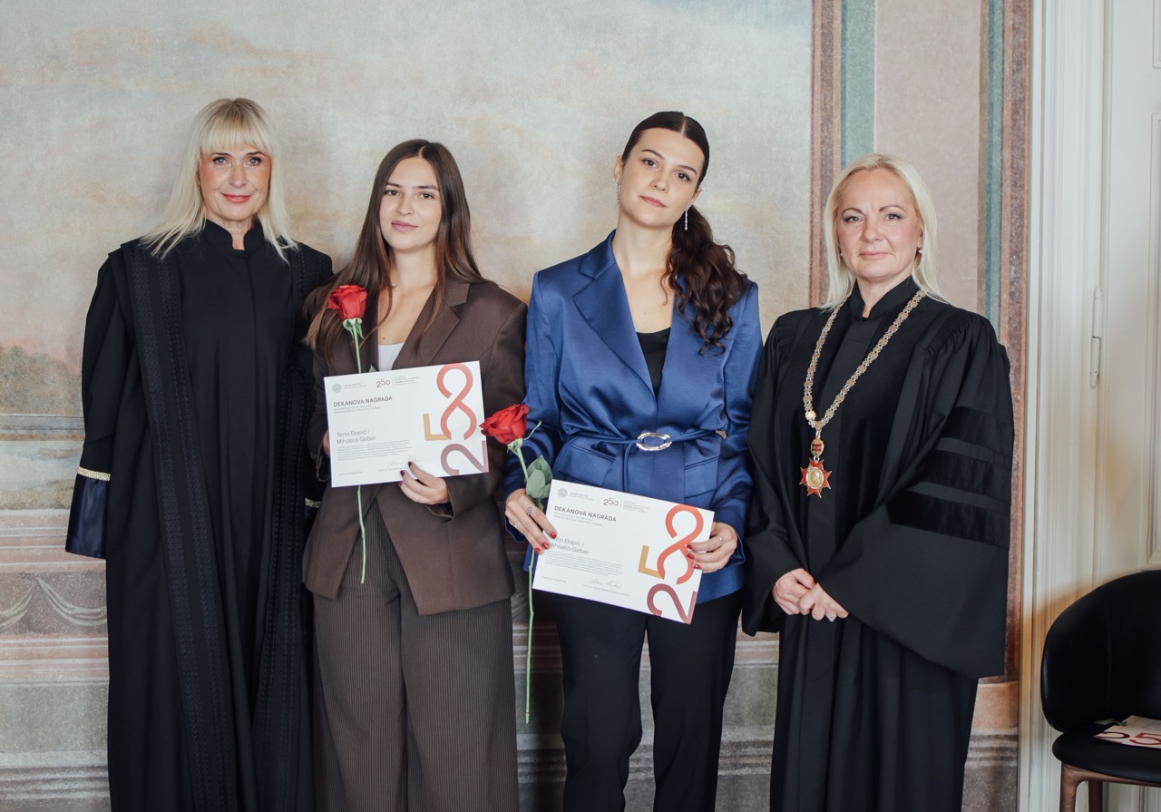 Prof. dr. sc. Aleksandra Maganić i prof. dr. sc. Romana Matanovac Vučković s nagrađenim studenticama