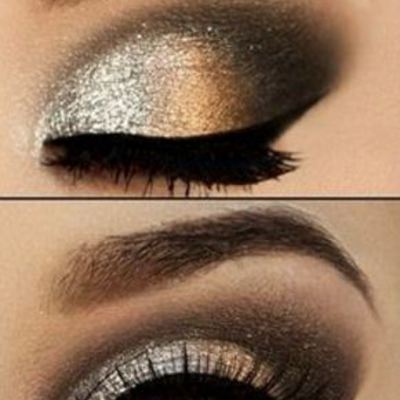Novogodišnji make-up: Black & Golden & Silver Glitter