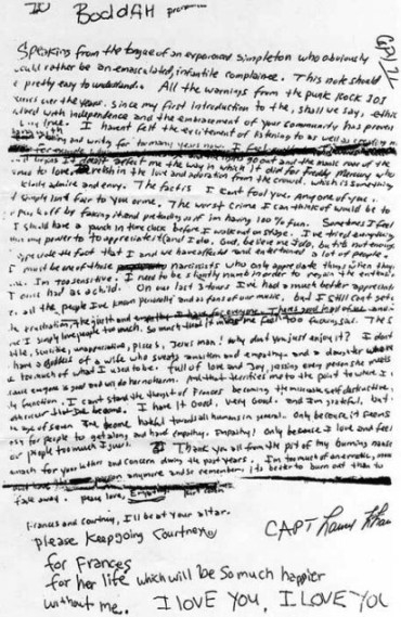 Cobainovo oproštajno pismo