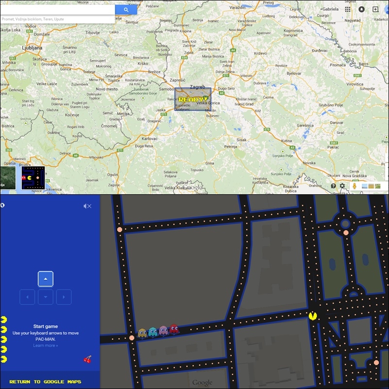 Pac-Man Google karte