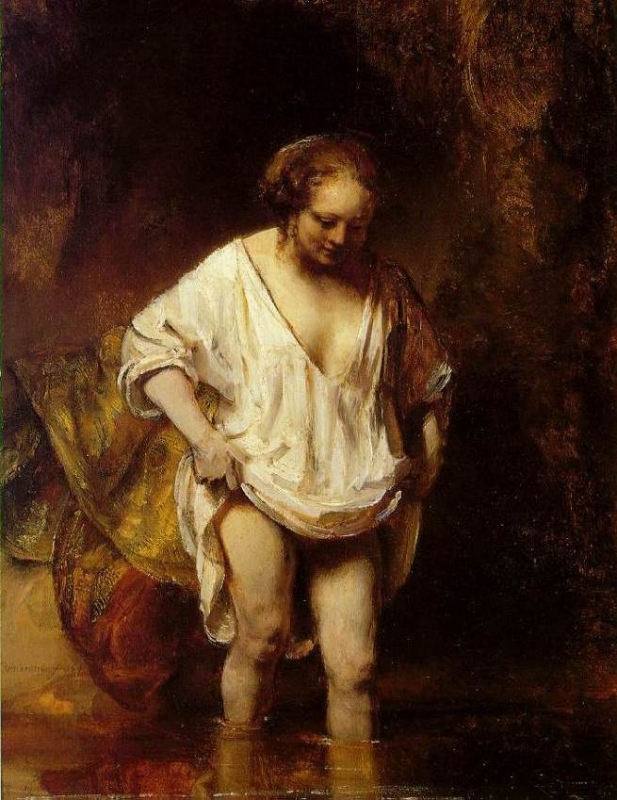 Rembrandt - Žena se kupa u potoku